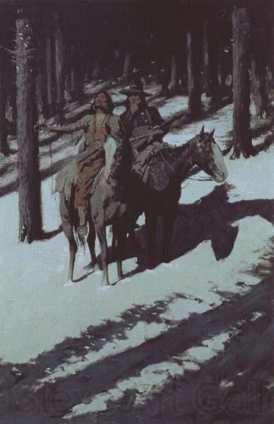 Frederic Remington Indian Scouts in the Moonlight (mk43) Norge oil painting art